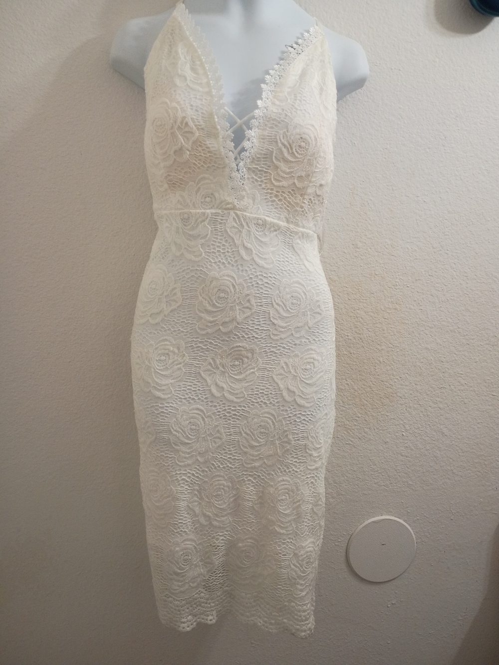 Lace Floral Slip Dress - White